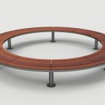 Ogden Layout OGM1900-00034: Circle, left to right slats, ipe wood, pedestal legs