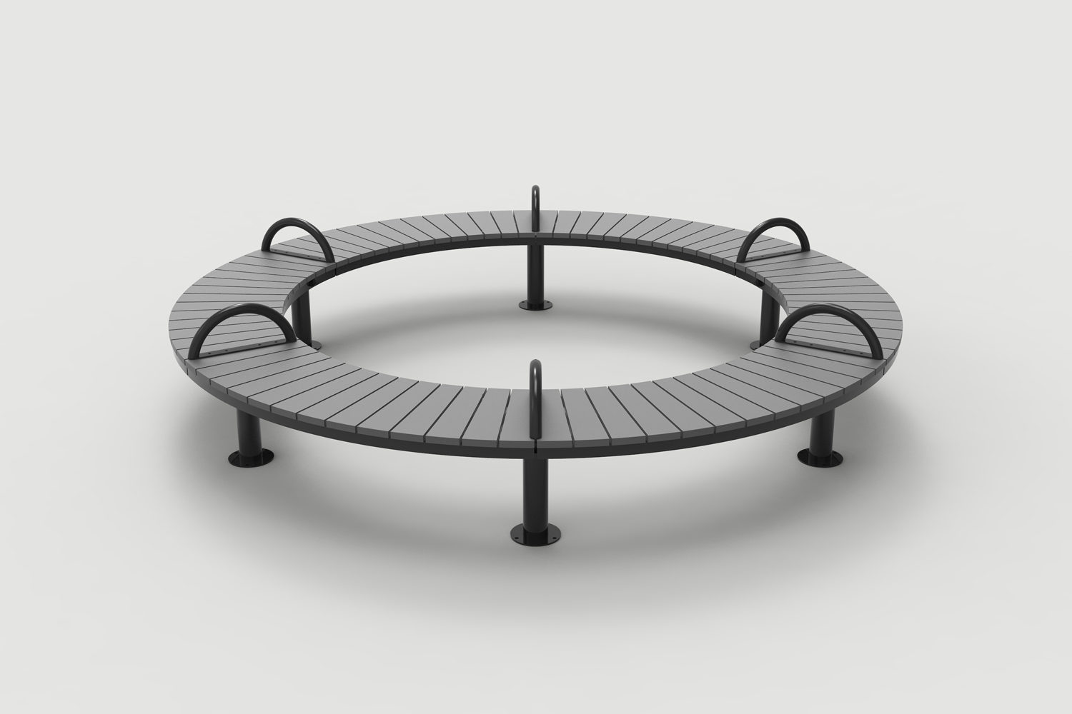 Ogden Layout OGM1900-00042: Circle, front to back slats, hdpe, pedestal legs and arms
