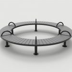 Ogden Layout OGM1900-00042: Circle, front to back slats, hdpe, pedestal legs and arms