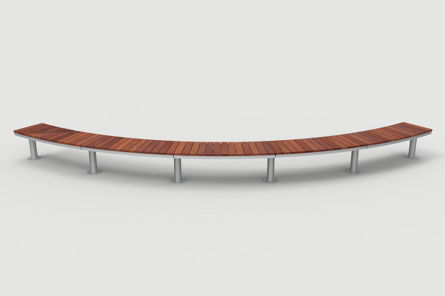 Ogden Layout OGM1900-00054: Arc, front to back slats, ipe wood, pedestal legs