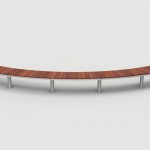 Ogden Layout OGM1900-00054: Arc, front to back slats, ipe wood, pedestal legs
