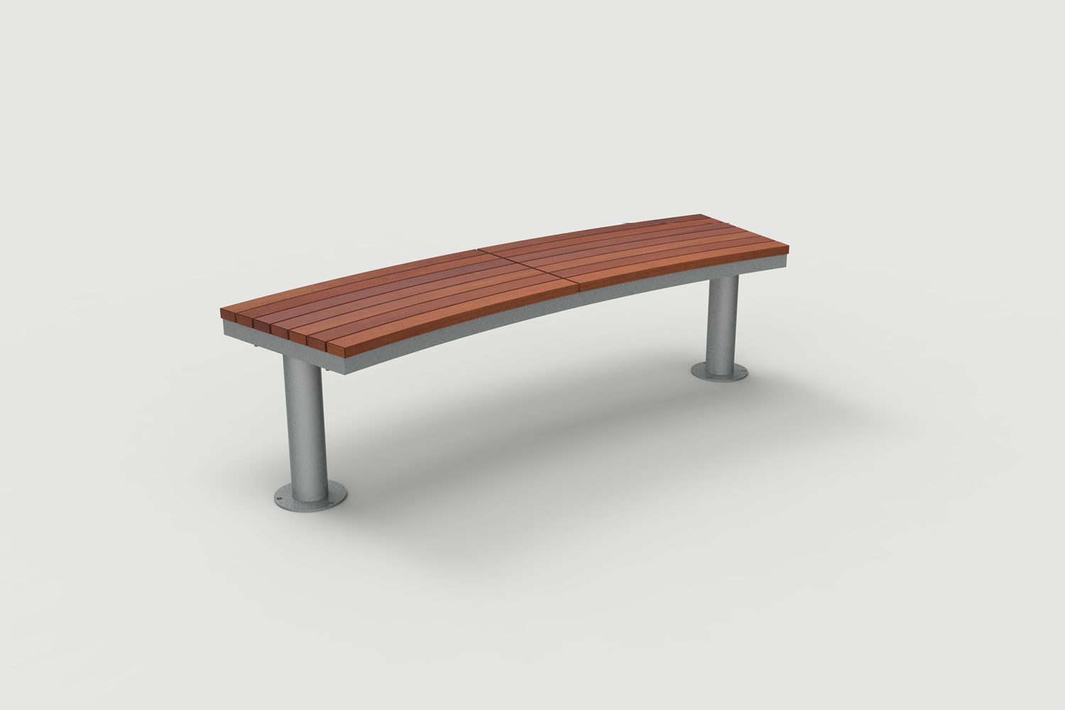 Ogden Layout OGM1900-00058: Arc, left to right slats, ipe wood, pedestal legs