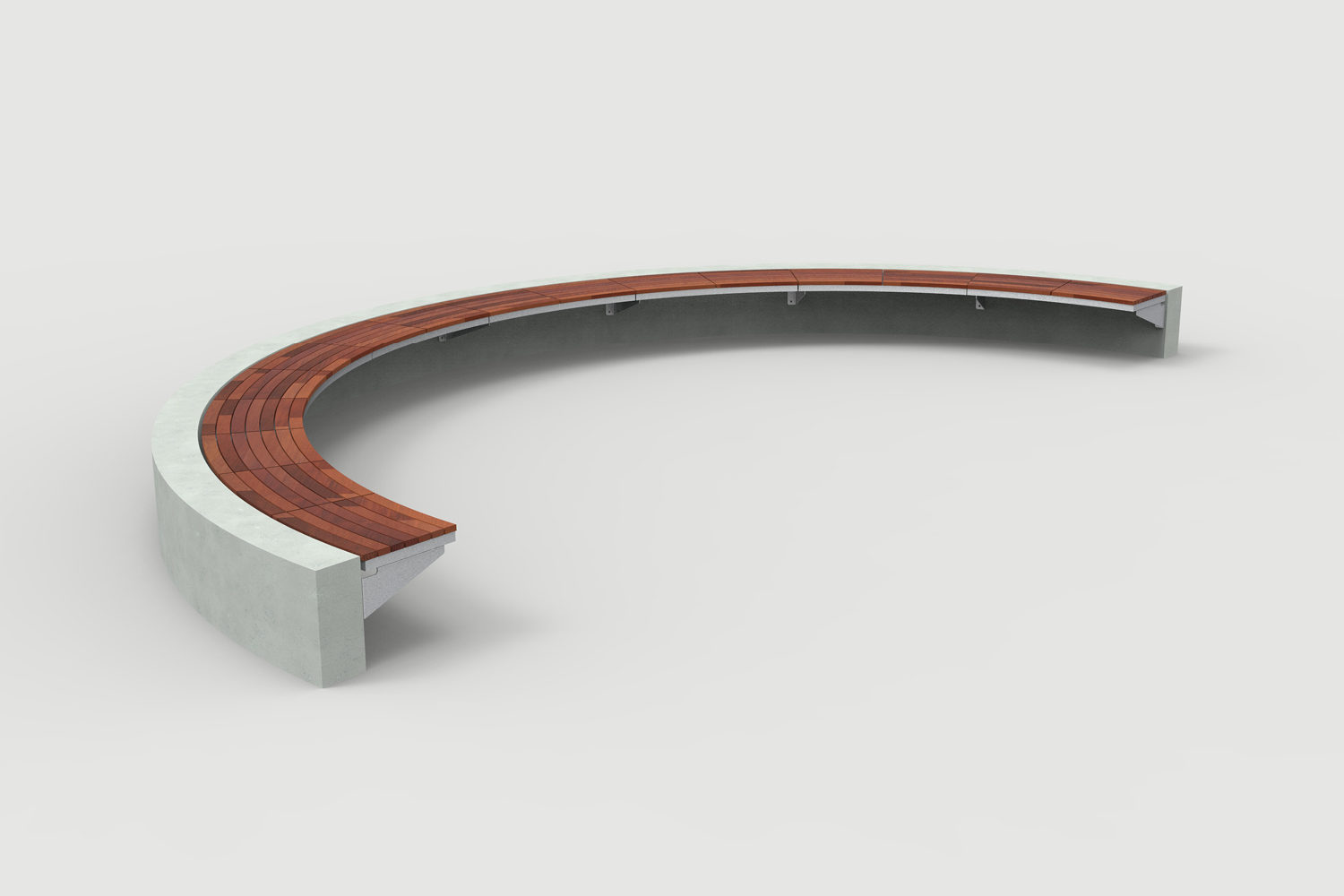 Ogden Layout OGM1900-00061: Arc, left to right slats, ipe wood, cantilever