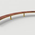 Ogden Layout OGM1900-00063: Arc, front to back slats, ipe wood, pedestal legs