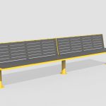 Ogden Layout OGM1900-00247: Backed Straight Seats, left to right slats, hdpe, pedestal legs