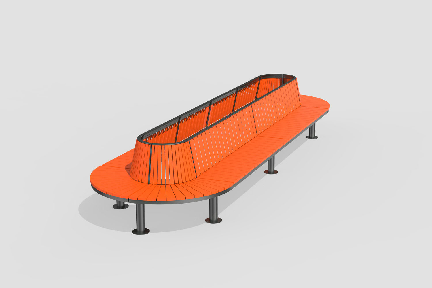 Ogden Layout OGM1900-00249: Combined, front to back slats, hdpe, pedestal legs