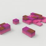 Pixel Layout PIX17040: Gradient Pink Short Blocks with Wood and Steel Tops