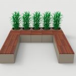 Pixel Layout PLF2200-00056: U Shape layout with tall blocks, wood tops and planters