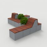 Pixel Layout PLF2200-00058: Tall Blocks with Lounge Back and planters, wood