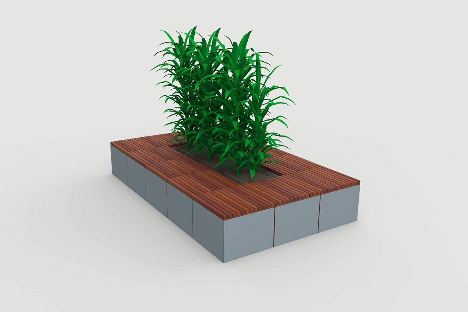 Pixel Layout PLF2200-00059: Tall Blocks with wood tops and planter in center