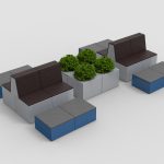 Pixel layout with HDPE brown and HDPE grey tops, planters