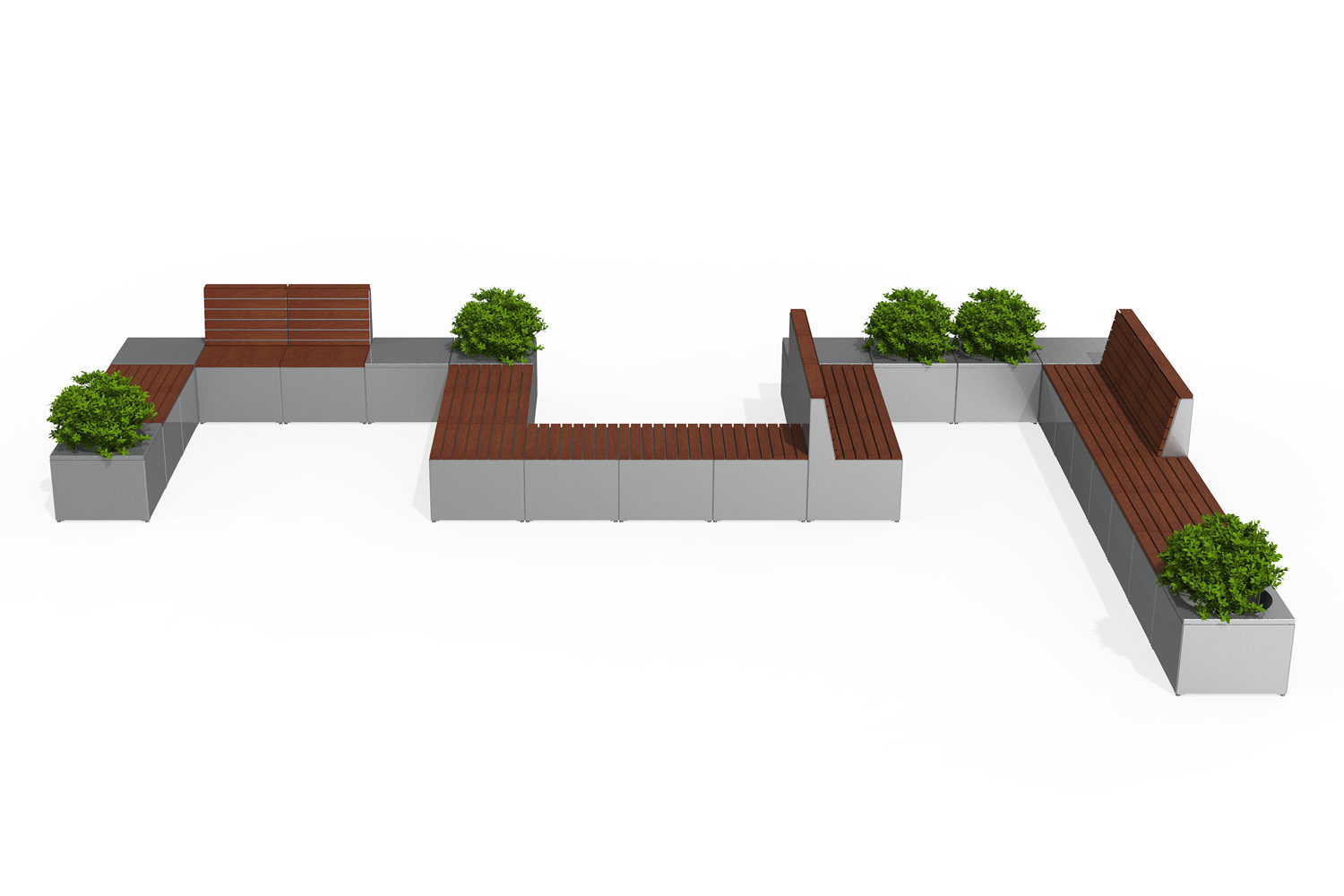 Pixel Layout with tall blocks, metal and Ipe wood