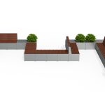 Pixel Layout with tall blocks, metal and Ipe wood