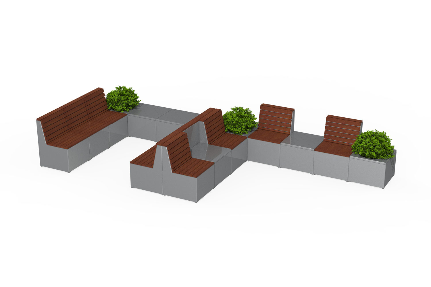 Pixel Layout with tall blocks, metal and Ipe wood