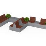 Pixel Layout with tall blocks, metal and Ipe wood