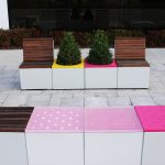 Pixel blocks with wood, metal and clear chroma tops