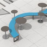 Ogden curved bench layout with steel Ogden tables