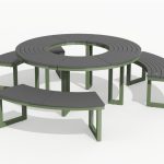 Ogden bench and table layout, HDPE Grey, left to right slats