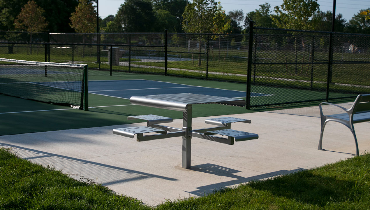 MTB-0400-00001: 400 Series Cluster Seating, Backless Metal Seats, Direct Burial, park setting