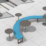 Ogden Collection of Tables and Seating, HDPE Blue, Steel Tables