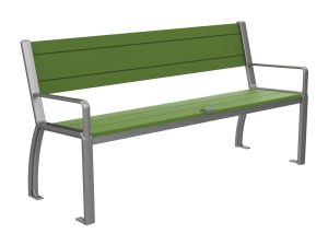 MBE-0970-00079: 970 Backed Bench, OP HDPE Green, Skate Deterrent