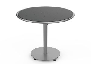 MTB-1700-00234: Round Foro Table, 36in D, OP HDPE Black, P1, Freestanding
