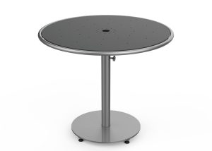 MTB-1700-00236: Round Foro Table, 36in D, OP HDPE Black, P1, Freestanding, Umbrella Hole