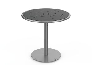 MTB-1700-00249: Round Foro Table, 30in D, OP HDPE Black, P2, Surface Mount