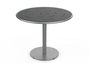 MTB-1700-00250: Round Foro Table, 36in D, OP HDPE Black, P2, Surface Mount