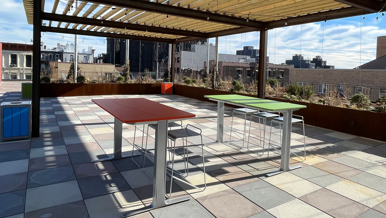 Ancora Tables and Kontur Stools at 1510 Gates Avenue, Brooklyn