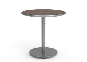 MTB-1700-01027: Foro Round Table, 30in Diameter, Thermally Modified Ash Wood Table Top, Freestanding, Umbrella Hole
