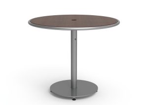 MTB-1700-01027: Foro Round Table, 36in Diameter, Thermally Modified Ash Wood Table Top, Freestanding, Umbrella Hole