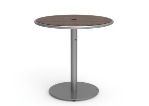 MTB-1700-01031: Foro Round Table, 30in Diameter, Thermally Modified Ash Wood Table Top, Surface Mount, Umbrella Hole