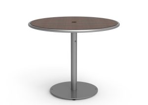 MTB-1700-01032: Foro Round Table, 36in Diameter, Thermally Modified Ash Wood Table Top, Surface Mount, Umbrella Hole