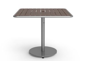 MTB-1700-01039: Foro Square Table, 36in Width, Thermally Modified Ash Wood Table Top, Freestanding, Umbrella Hole