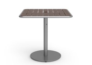 MTB-1700-01043: Foro Square Table, 30in Width, Thermally Modified Ash Wood Table Top, Surface Mount, Umbrella Hole