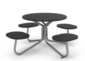 MTB-2800-00025: FAVA Cluster Seating, 4 Single Seats, OP HDPE Black, Umbrella Hole