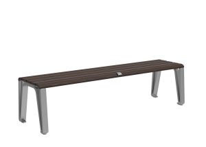 MBE-2300-00059: Iconic Backless Bench, 70in L, Thermally Modified Ash Wood Seat, Skate Deterrents (1)