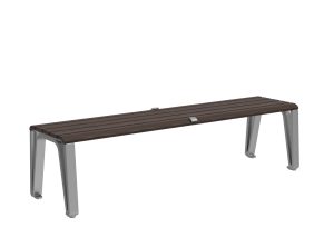 MBE-2300-00060: Iconic Backless Bench, 70in L, Thermally Modified Ash Wood Seat, Skate Deterrents (2)