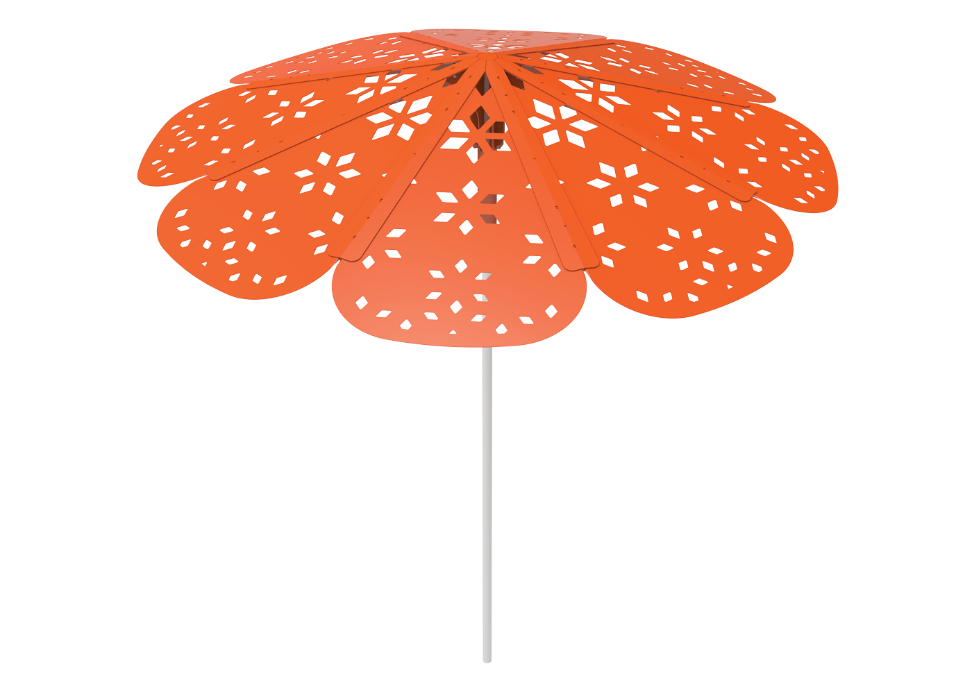 3200 Series - Roma Sun Shade: Fusion Pattern, Orange Powdercoat, Stainless Steel Post