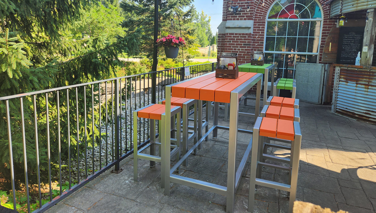 1050 Series Bar Height Tables with Bar Height Stools, High Density Polyethylene