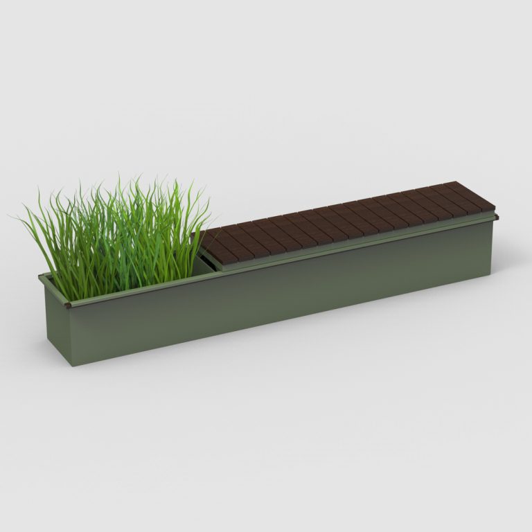 maglin-canoe-img-bar4 Straight CANOE modular planter with bench seating in reseda green
