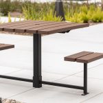 Maglin two-seat 400 Series cluster seating unit is installed on concrete in an apartment amenity courtyard in Chula Vista, CA.