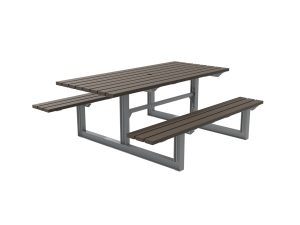 MTB-0210-00055: 210 Cluster Seating, Wood Grain Texture High Density Polyethylene - Brown Color, Surface Mount, Wheelchair Accessible, Umbrella Hole