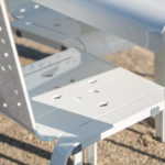 Close-up image of ALUM table and chair pattern detail, powdercoated white gloss