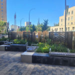 FLEXX panels are tucked in the gardens offering privacy to seating areas