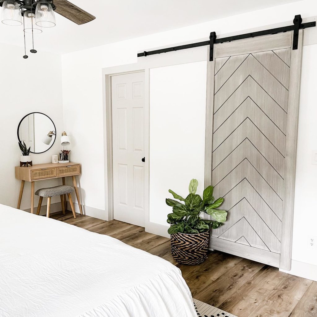 Stacy Smith Closet After Installing Herringbone Sliding Barn Door