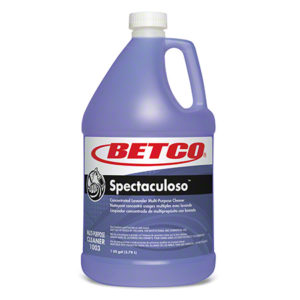 A 1-gallon container of BETCO SPECTACULOSO LAVENDER Multi-Purpose Cleaner with a handle and a white cap.