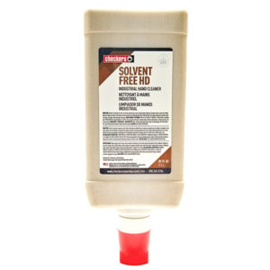 A beige container of Checkers Solvent Free HD Industrial Hand Cleaner with a red dispensing cap, 2.5 liters in volume.