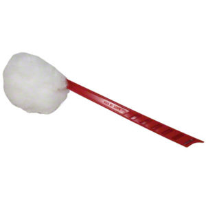 A RED DELUXE TOILET BOWL MOP with a white bristle head and a red plastic handle.